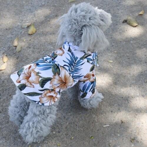 Dog Clothes Beach Floral Printed Dog Jacket Puppy Coat Shirt Hawaiian Style Summer Dog Suit For Small Large Cat Dog Teddy