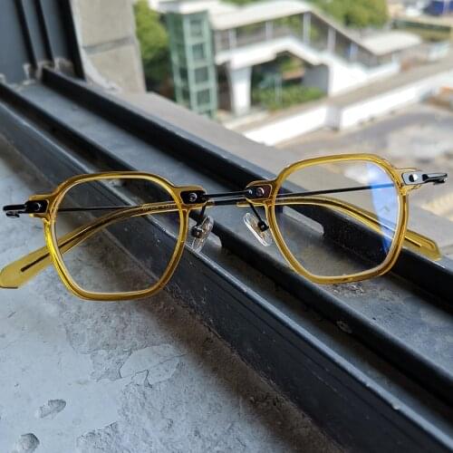 HP 504 Yellow Acetate Reading Glasses 2021 Optical Frames Women Woman Spectacle Eyewear Man Male Myopia Prescription Lens