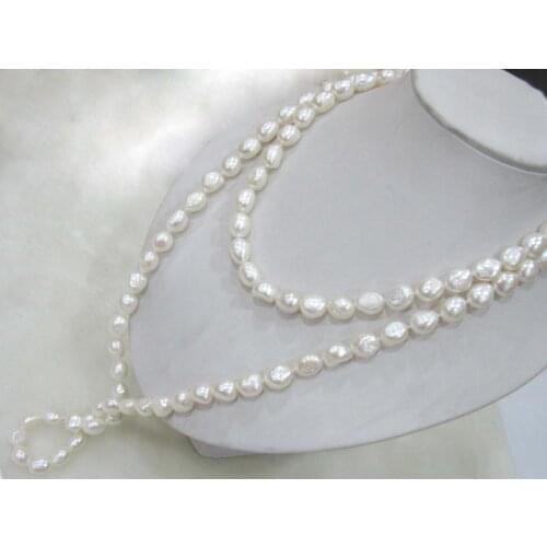 Freshwater pearl baroque 7-9mm white 50inch FPPJ wholesale beads nature colors pendant