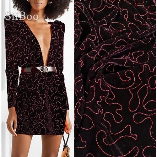 American Autumn luxury style red purple bronzed rayon silk velvet fabric for lady evening dress cheongsam tissu telas SP5892