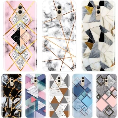 TPU Silicone Phone Case For Huawei Mate 20 10 9 Pro Pink Black Geometric Marble Soft Back Cover For Huawei Mate 7 8 9 10 20 Lite