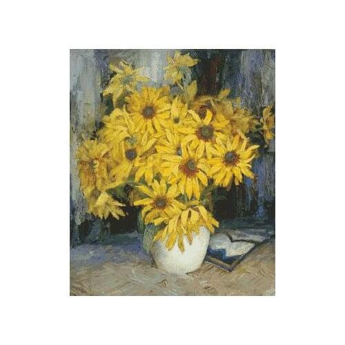 Mixed Stitch Yellow Sunflowe Vase Top Quality Embroidery Needlework 14CT Unprinted Cross Stitch Kits DIY Art Handmade Home Decor