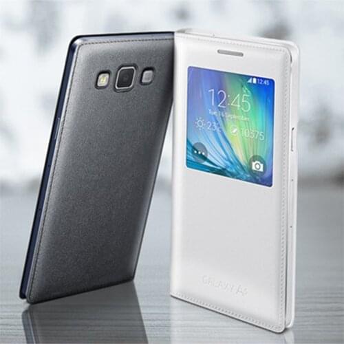 Smart Sleep Wake Up View Flip Cover Leather Case For Galaxy A5 A 5 2015 GalaxyA5 SM A500 A5Case Samsunga5 Transparent Window