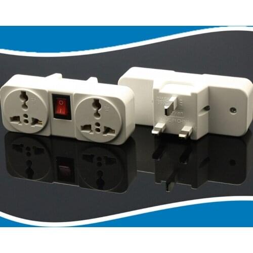 Universal UK 250V 10A Wall Socket Adapter Portable 2 Way Extension Power Converter Plug Socket with On / Off Switch