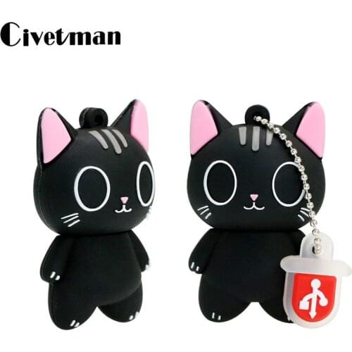 USB Pendrive Cartoon Cat USB Flash Drive 4GB 8GB 16GB 32GB 64GB 128GB 256GB USB 2.0 Pen Drive USB Memory Stick Animal U Disk