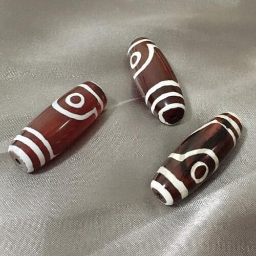 Vintage Jewelry Stone Bead Natural Tibetan Dzi Agates Stone Beads Oval Geometric Two-eyed Red Antique Agates Beads for Men Women