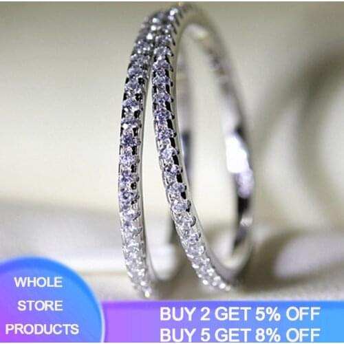 YANHUI Luxury Full Circle Round Cubic Zircon Ring Fine Jewelry 925 Sterling Silver Brilliant Stackable Finger Rings Accessories