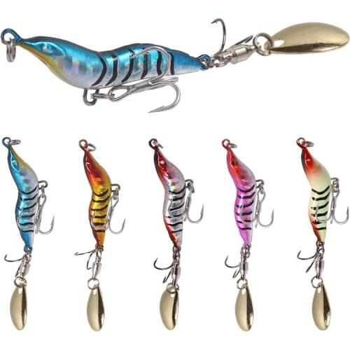 YUZI 1Pcs Fishing Lure Squid VIB Hard bait Artificial bait Vibrate Sequins Sinking Wobbler Spoon Pesca Shrimp Fishing Gear