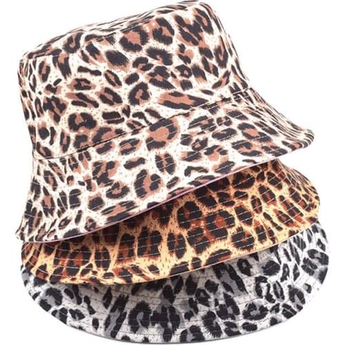 Fashion Fisherman Hat Lady Double-sided Leopard Print Foldable Women Bucket Cap Female Summer Sunscreen Casual Basin Caps H7364