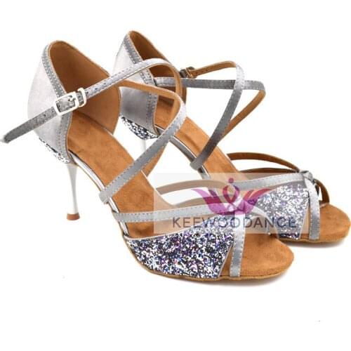KeeWooDance Elegant new metal heels Free shipping NEW HOT good quality Ladies Latin Tango dance shoes salsa ballroom shoes