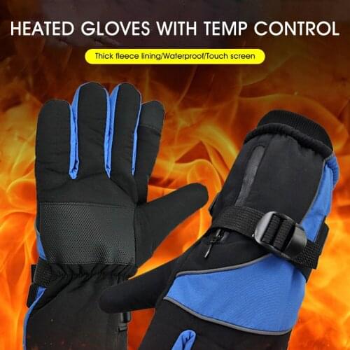 1 Pair Electric Heated Warm Gloves Waterproof Thermal Ski protective Gloves Touch Screen 55°C warm Outdoor Cycling Winter Gloves