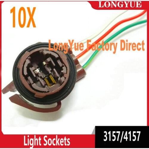 10pcs 3157/4157 Turn Signal Brake Light Sockets Pig Tail Holder DRL Connector Plug 6"