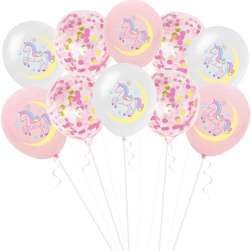 10pcs Cute Unicorn Birthday 12inch Latex Balloons Confetti Happy Childrens Birthday Balloons Air Party Supplies Girl Faovr