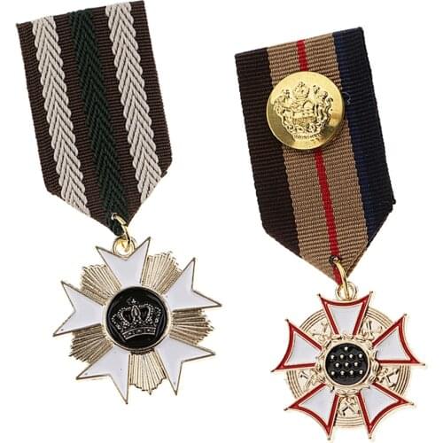 2pcs Stripe Fabric Medal Badge Brooch Pin Women Mens Costume Uniform Ornaments Epaulet Badge for Fancy Dress Costume Parties