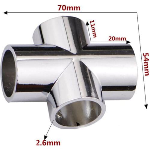 25mm Cross Stainless steel pipe connector connecting piece Shelf hanger rack tube pipe fitting 4pcs