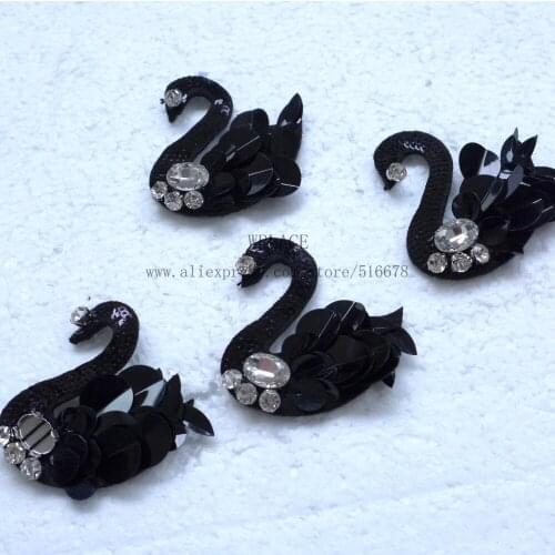 50pieces/lot New fashion patch black sequins mixed large rhinestone patch for headress children' clothes accessories 5.5cm*6cm