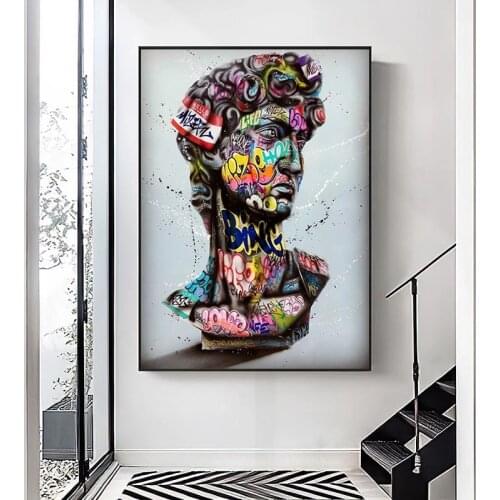 Graffiti Art Abstract David Sculpture Canvas Painting Posters and Print Cuadro Wall Art for Living Room Home Decor (No Frame)