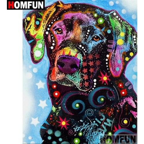 HOMFUN 5D DIY Diamond Painting Full Square/Round Drill "Color dog" 3D Embroidery Cross Stitch gift Home Decor A01020