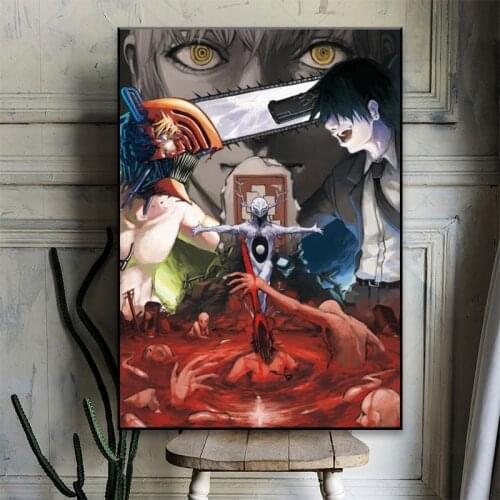 Chainsaw Man Adventure Anime Poster Artwork Fancy Wall Sticker for Coffee House Bar For Living Room Framework Artwork