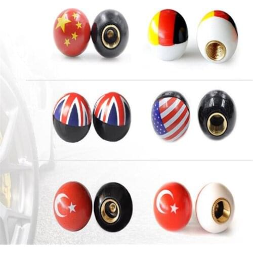 Car Style Nation Flag Tire Tyre Air Valve Cap Truck Motorcycle Bike For UK USA China Germany Turkey Flag 400pcs = 100 set