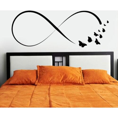 Infinity Love Butterflies Vinyl Wall Stickers Bedroom Woman Room Romantic Decor Art Stickers Removable Self Adhesive Murals A253