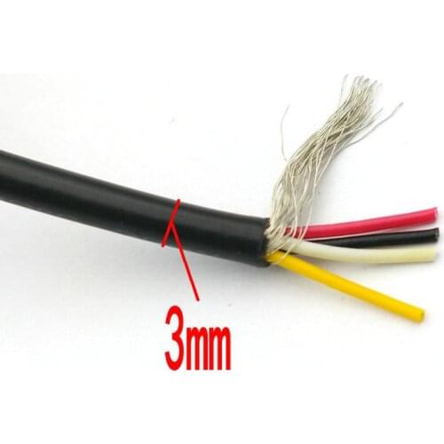 BLACK CABLE, 28AWG, 4CORE,shield, PVC Cable 300V 80 degrees Celsius 10M