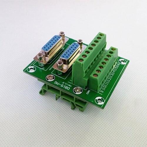 D-SUB DB15 Double Female Header Breakout Board, Terminal Block, Connector