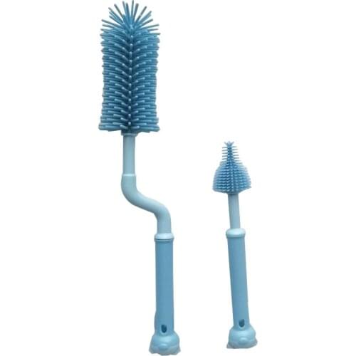 Baby Bottle Cleaner Brushes Newborn Silicone 360 Degree Rotation Long Handle Baby Milk Bottle Nipple Cup Clean Cleaning Brushes