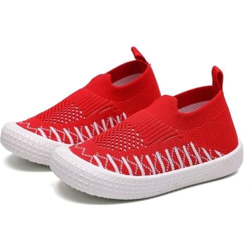 Baby Toddler Shoes Childrens Net Shoes Boys Flying Woven Soft Sole Shoes Knitted Socks Shoes Kids Breathable Sneakers 21-30