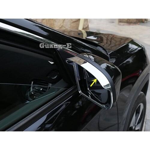 For Jeep Compass 2017 2018 2019 2020 Car Rear Rearview Side Glass Mirror Trim Frame Rain Shield Sun Visor Shade ABS Chrome 2pcs