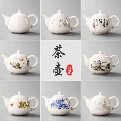 Porcelain Chinese Teapot Brief Kung Fu Kettle Dehua Pot Teaware