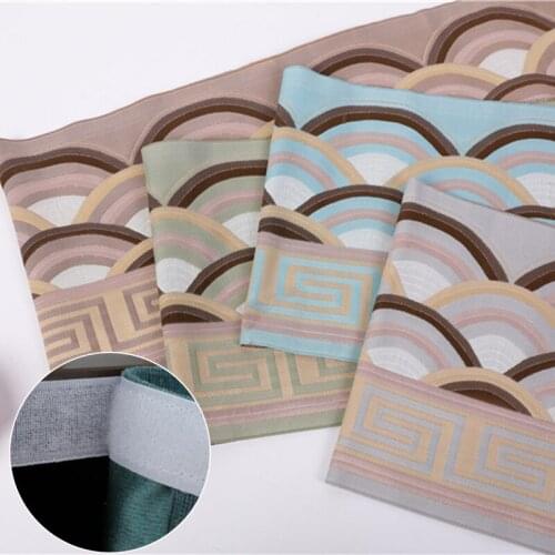 Geometry Pattern Roman Valance Curtain Chenille Blue/Grey/Green Window Velcro Valance European Curtain Swags Decorative #VT