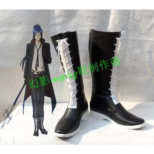 Hitman Reborn Rokudou mukuro Black Long Cosplay Shoes Boots H016