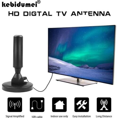 Kebidumei Digital TV Antenna 30dBi Gain Indoor DVB-T DVB-T2 HD 1080p Antenna VHF 174-230MHz/UHF 470 -862MHz Vertical Aerial