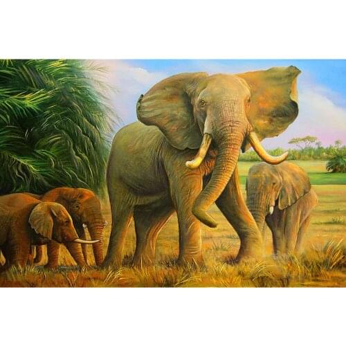 KEXINZU Full Square/Round Drill 5D DIY Diamond Painting "Elephant family" Embroidery Cross Stitch 5D Home Decor Gift Yy211
