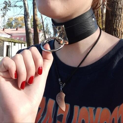 Choker Collar Women Black Goth Choker Necklace Punk Gothic Harajuku Jewelry Fashion Accessories Vegan PU Leather Link Chain