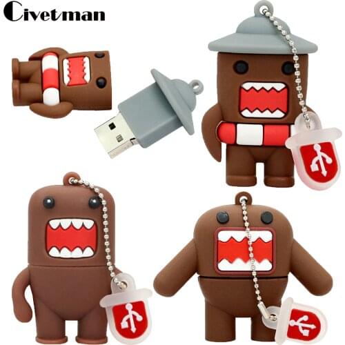 Cartoon Pen Drive 64GB Japanese Domo Kun Girl Lovely Creative USB Flash Drive 4GB 8GB 16GB 32GB USB Flash Memoria Stick Disk