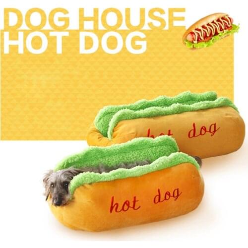 Cartoon Hot Dog Style Warm Dog Bed House Cat Sofa Mat For Dmall Fogs Kennel Cat Dog Nest Puppy Mat Cushion Camas Para Perro