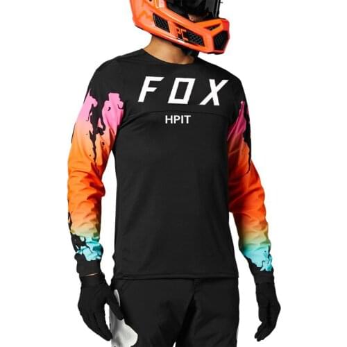 Hpit Fox 2021 NEW Black Jersey FXR Motocross Cycling Off Road Dirt Bike Riding ATV MTB DH Mens Racing Long Sleeve Shirt