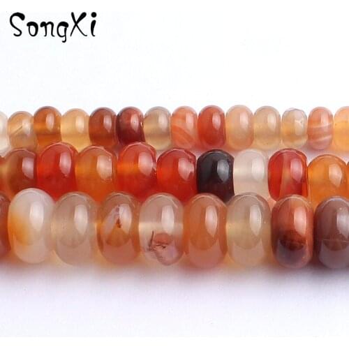 Natural Carnelian Rondelle Red Agates Flat Round Beads Spacer For Jewelry Making DIY Onyx Bracelet Necklace 6 8 10mm 15 Inches