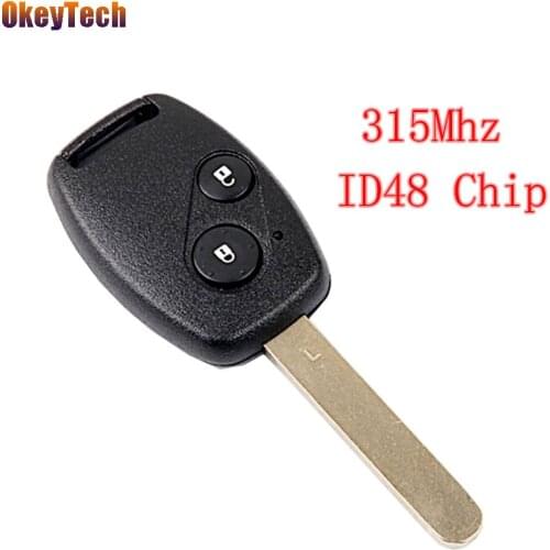 OkeyTech for Honda Key 2 Buttons 315MMhz ID48 Chip Auto Car Remote Control Key Fob Blade for Honda Odyssey Fit 2003 2004 2005