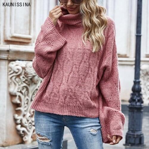 Autumn Winter Women Knitted Turtleneck Sweater Long Flare Sleeve Mohair Knitted Pullover Casual Short Loose Chic Sweater Tops