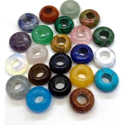 Natural Stone Bead Pendant Big Hole Bead Turquoise Malachite Charm Pendant Jewelry Making Diy Bracelet Necklace Accessories