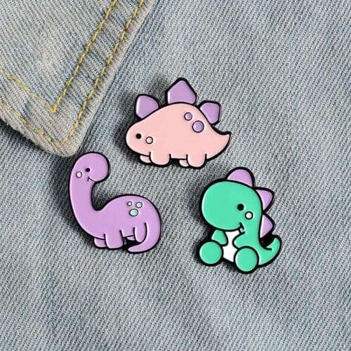 Cartoon Creative Three Small Dinosaur Enamel Pin Cute Animal Badge Tyrannosaurus Brooches Bag Clothes Lapel Pin Fashion Jewelry