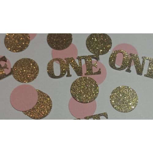Pink and Gold One First Birthday Decor Table Scatter Table decor scrapbook Confettis