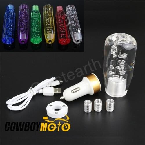 10cm 100mm Universal Car Auto SUV Manual 5 6 Speed Gear Shift Knob Crystal Bubble LED Lights Gear Stick Shifter Lever Knob