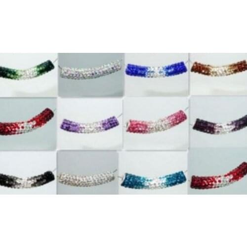 20pcs/lot VW323S 45mm mixed crystal beads tube Gradual change long bending loose wholesale bead Fit bracelet necklace