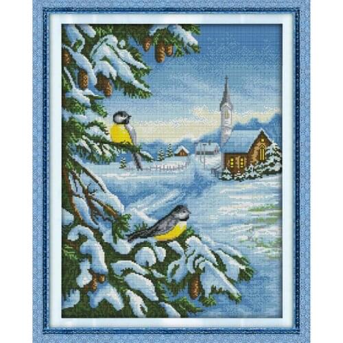 Snow Migratory Bird DIY Needlework Crafts 11CT14CT Printed Pattern Cross Stitch Kit DMC Fabric Counted on Canvas Embroidery Sets