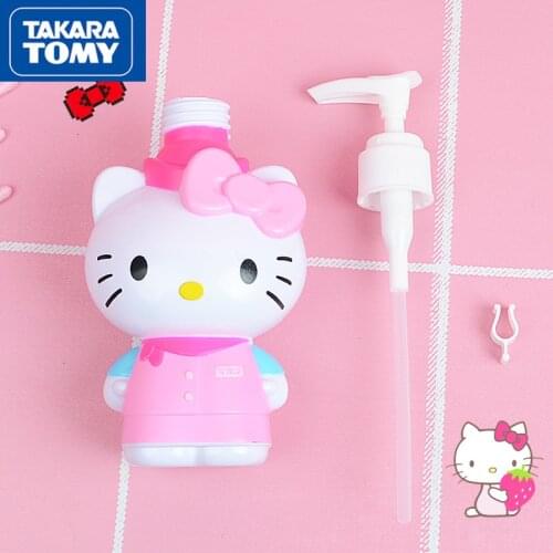 TAKARA TOMY cute cartoon Hello Kitty spray bottle plastic storage container empty cosmetic shower gel bottle hand soap bottle