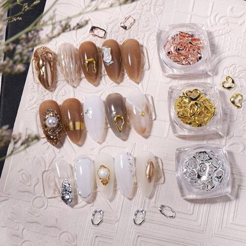 20Pcs Simple Retro Hollow Rivet Nail Art Decorations Special-Shaped Metal Frame Nail Jewelry Fashion Individuality Manicure Tool